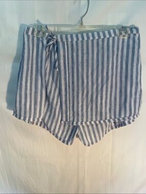 Striped Blue & White Wrap Skort - Women's Summer Layered Skort